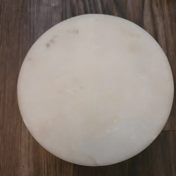 Vintage Home Marble Salt Cellar Sliding Lid Cover Copper Base Trinket Box Heavy - Picture 6 of 9